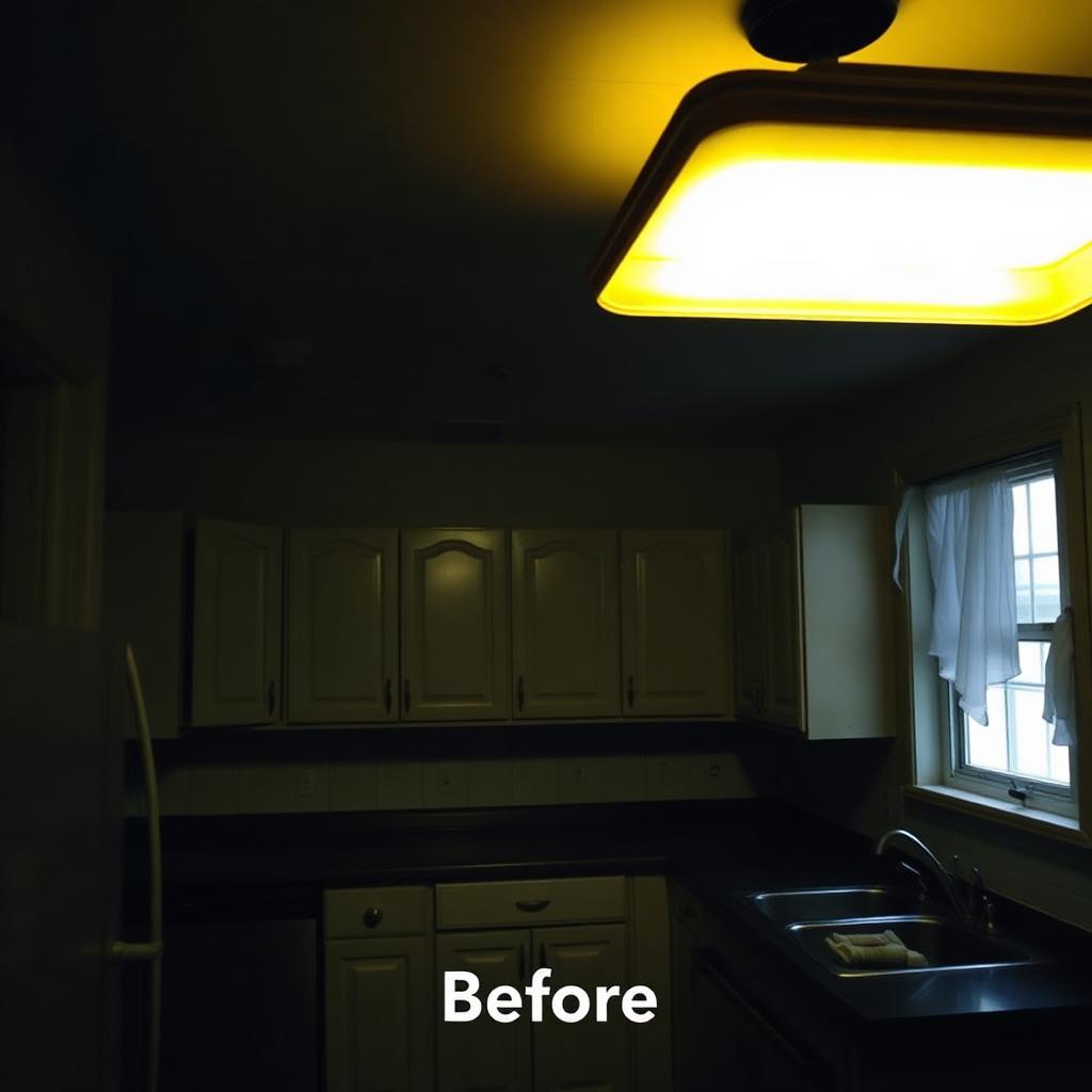 Kitchen Recessed LED Retrofit — before